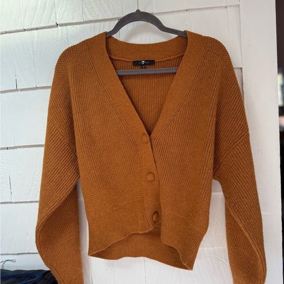 7 for all Mankind Women's Brown Button-Up Sweater - Picture 2 of 6